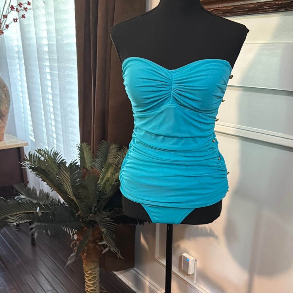 Strapless Turquoise Swimsuit